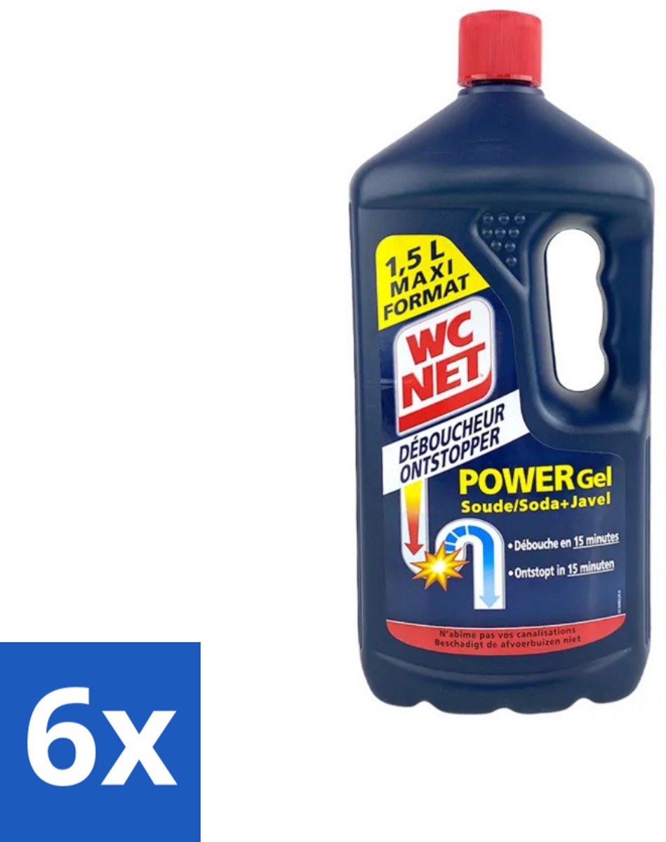 6 x WC Net - Ontstopper - Gel - Met Soda - 1.5L - Toilet Ontstopper - Wc Ontstopper - Verstopping Oplossen - Ontstopper Gel - Snel Ontstopper