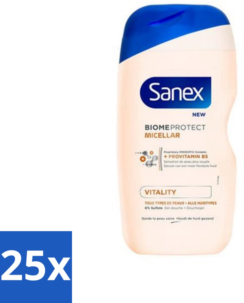 Sanex - BiomeProtect Micellair - Douchegel - Vitaliteit - 0% Sulfaat - Alle Huidtypes - 400 ml - Bulkverpakking - 25 stuks