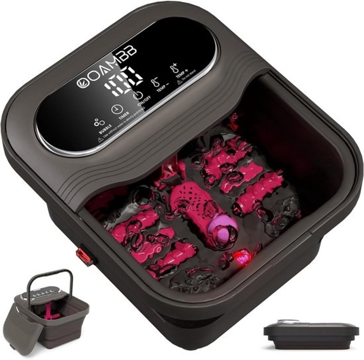 Vouwbare Voetspa met Verwarming en Bellen - XL Touchscreen en Massagerollers voor Ontspanning