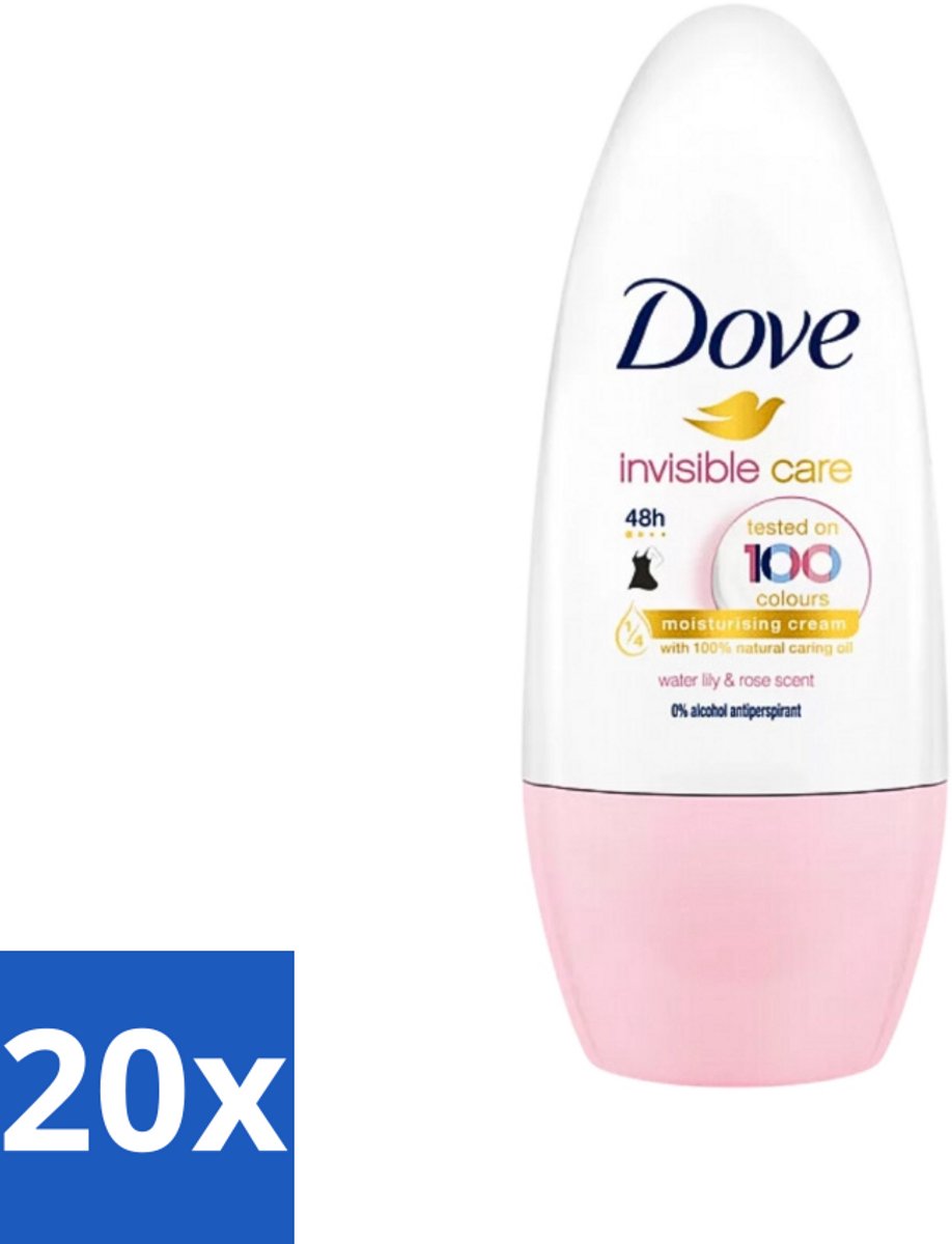 Dove Invisible Touch - Floral Care - Deodorant Roll-on - Waterlelie & Roos - 50 ml - Bulkverpakking - 20 stuks