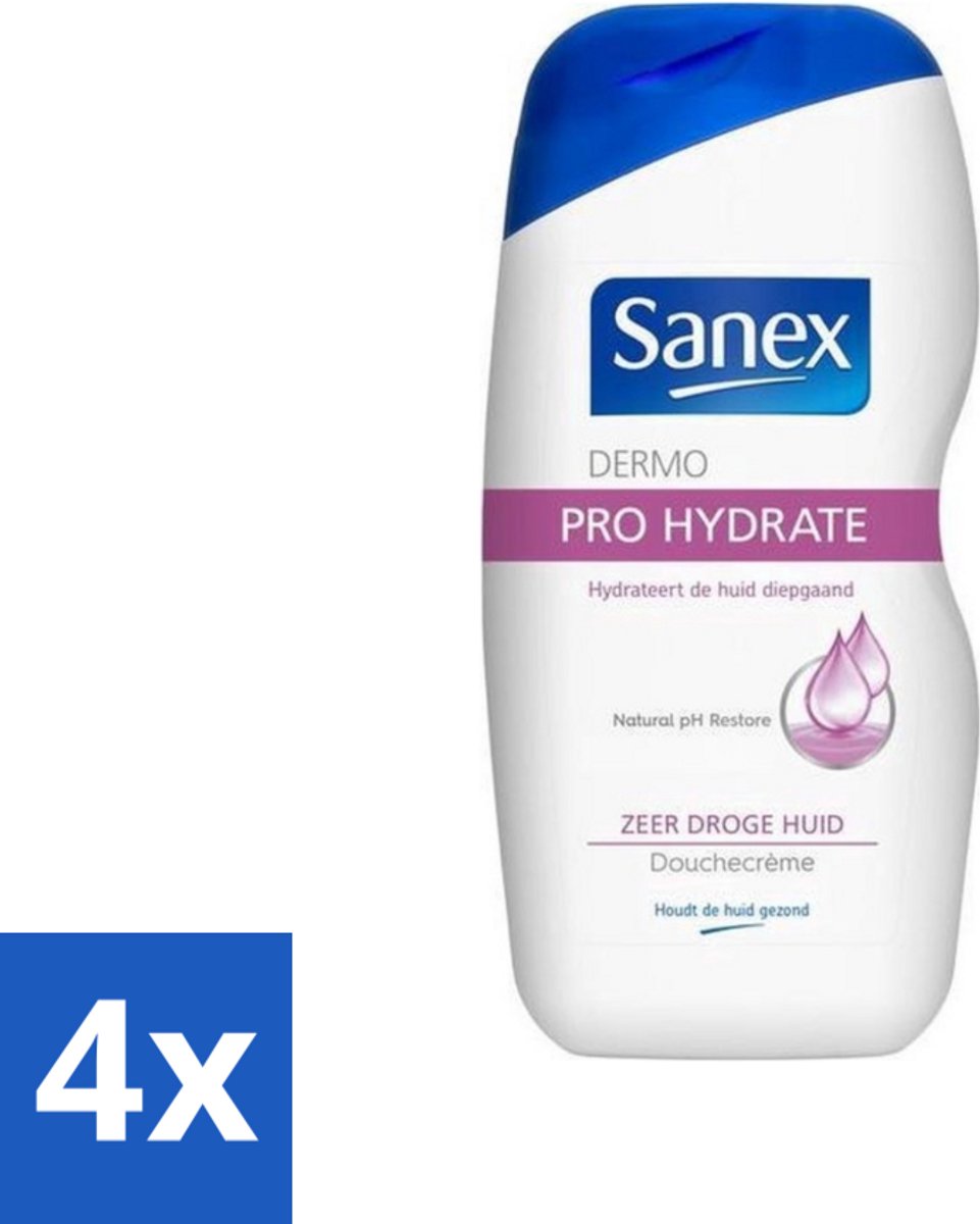 4 x Sanex Dermo - Pro Hydraterend - Douchecrème - Zeer Droge Huid - 500 ml - Sanex Dermo Pro - Hydraterende Douchecrème - Droge Huid - Douchecrème - Hydratatie