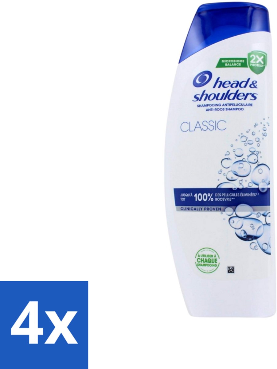 4 x Head & Shoulders - Anti-Roos Shampoo - Classic - 400 ml - Roos Shampoo - Anti-roos Shampoo - Hoofdhuidverzorging - Haarverzorging - 2-in-1 Shampoo