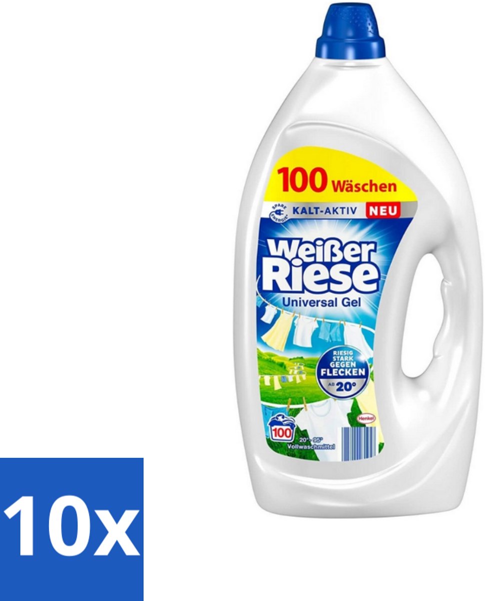 Weißer Riese - Wasmiddel - Gel - Witte Was - 4.5L - 100 Wasbeurten - Bulkverpakking - 10 stuks