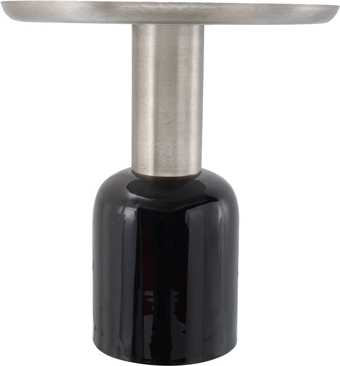 Padiro ronde bijzettafel Ø 49,5 x 52 cm - zwart en zilver - Modern Art-Déco Glamour Look - ijzer - handgemaakt
