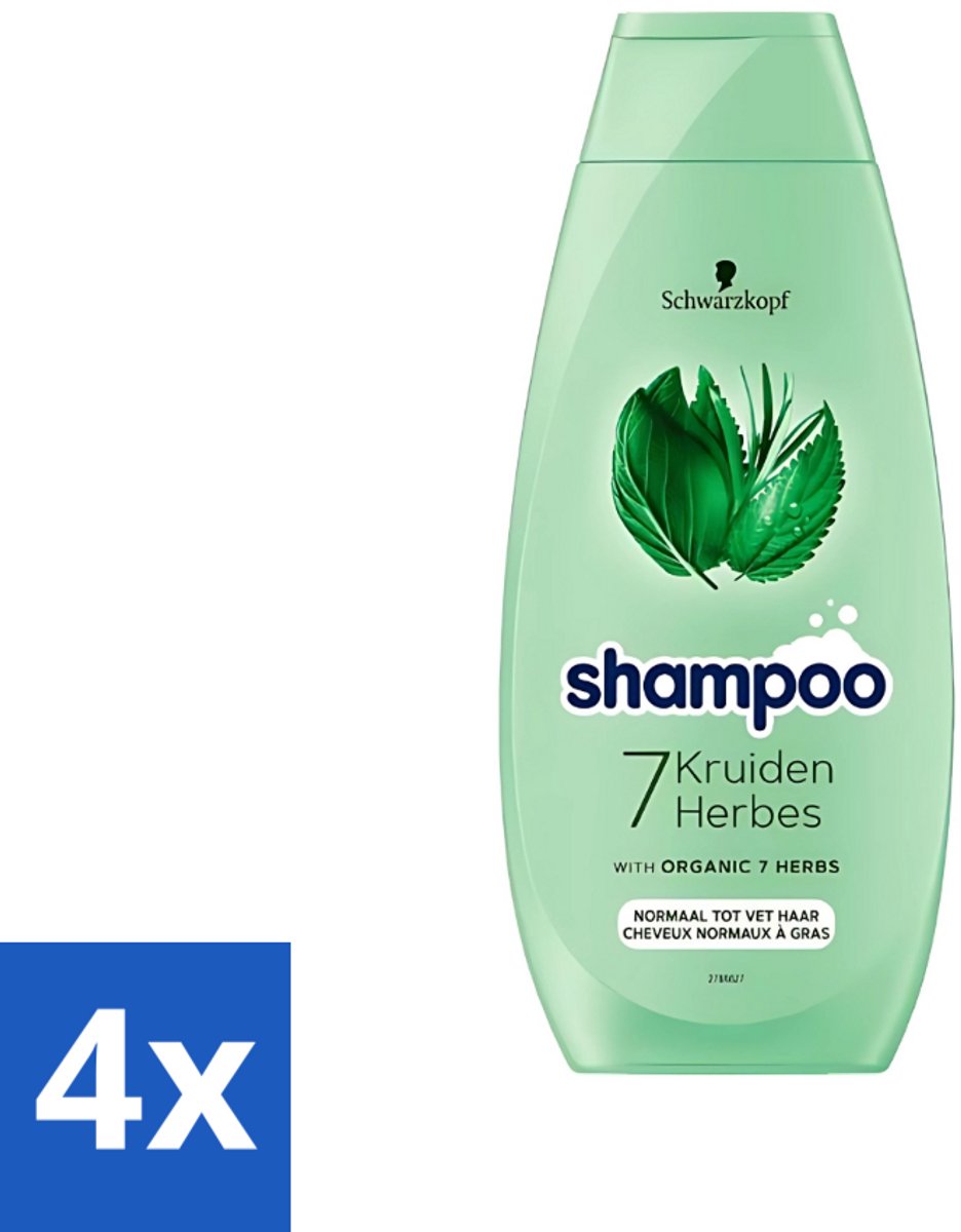 Schwarzkopf - Shampoo - 7 Kruiden - Normaal tot Vet haar - 400 ml - Voordeelverpakking - 4 stuks
