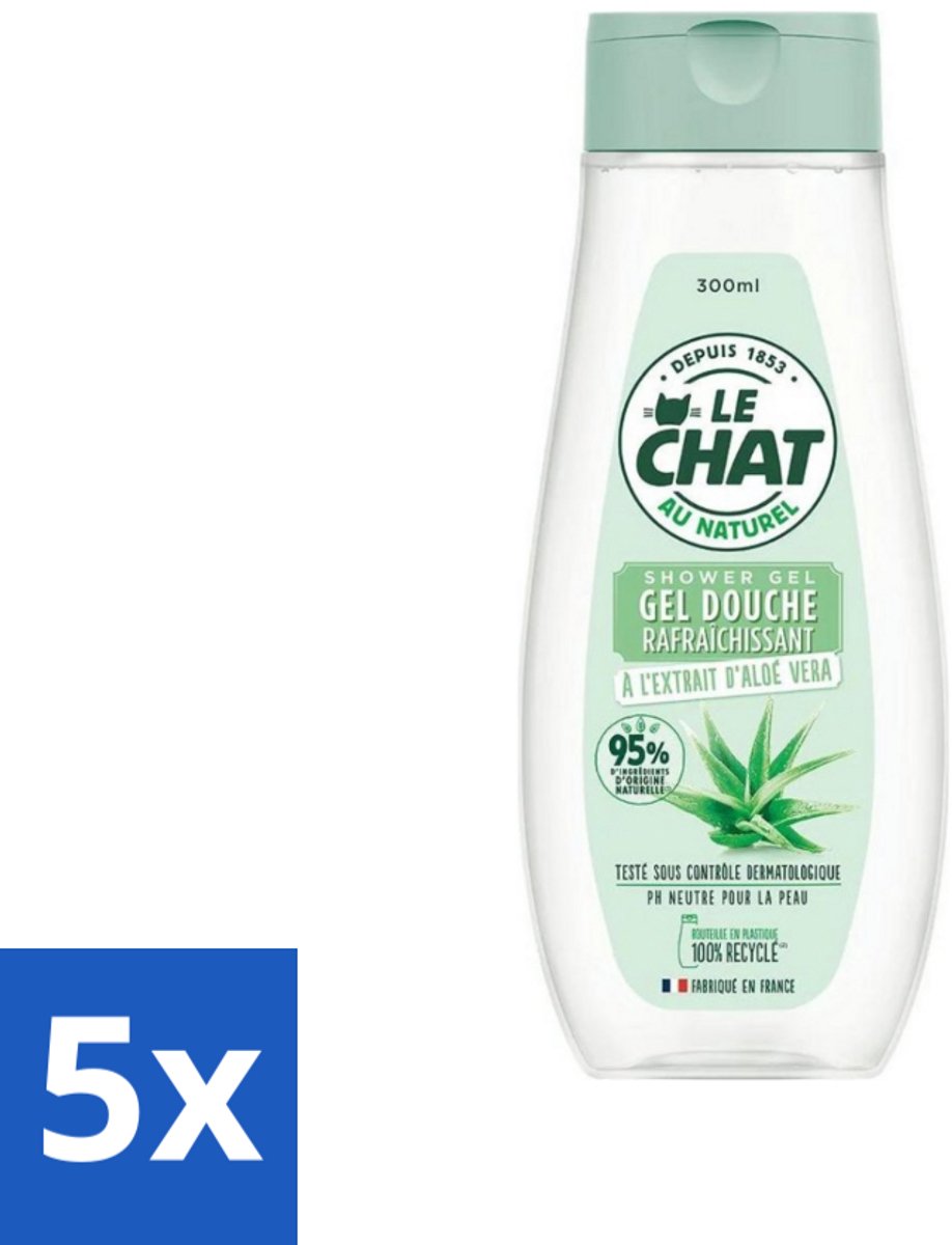 Le Chat - Douchegel - PH Neutraal - Met Extract Van Aloë Vera - Verfrissend - 300 ml - Bulkverpakking - 5 stuks