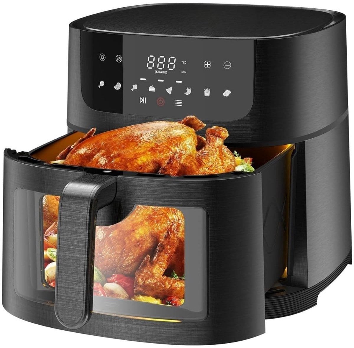 Klarven® Airfryer XXL Zwart - 9 Liter Heteluchtfriteuse - Gezond Koken, Snelle Bereiding voor het Hele Gezin