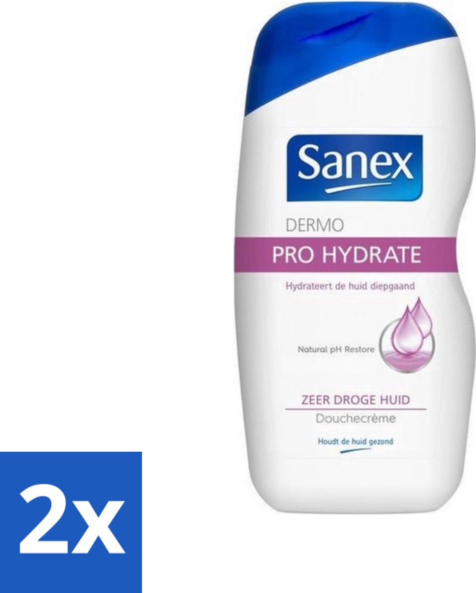 2 x Sanex Dermo - Pro Hydraterend - Douchecrème - Zeer Droge Huid - 500 ml - Sanex Dermo Pro - Hydraterende Douchecrème - Droge Huid - Douchecrème - Hydratatie
