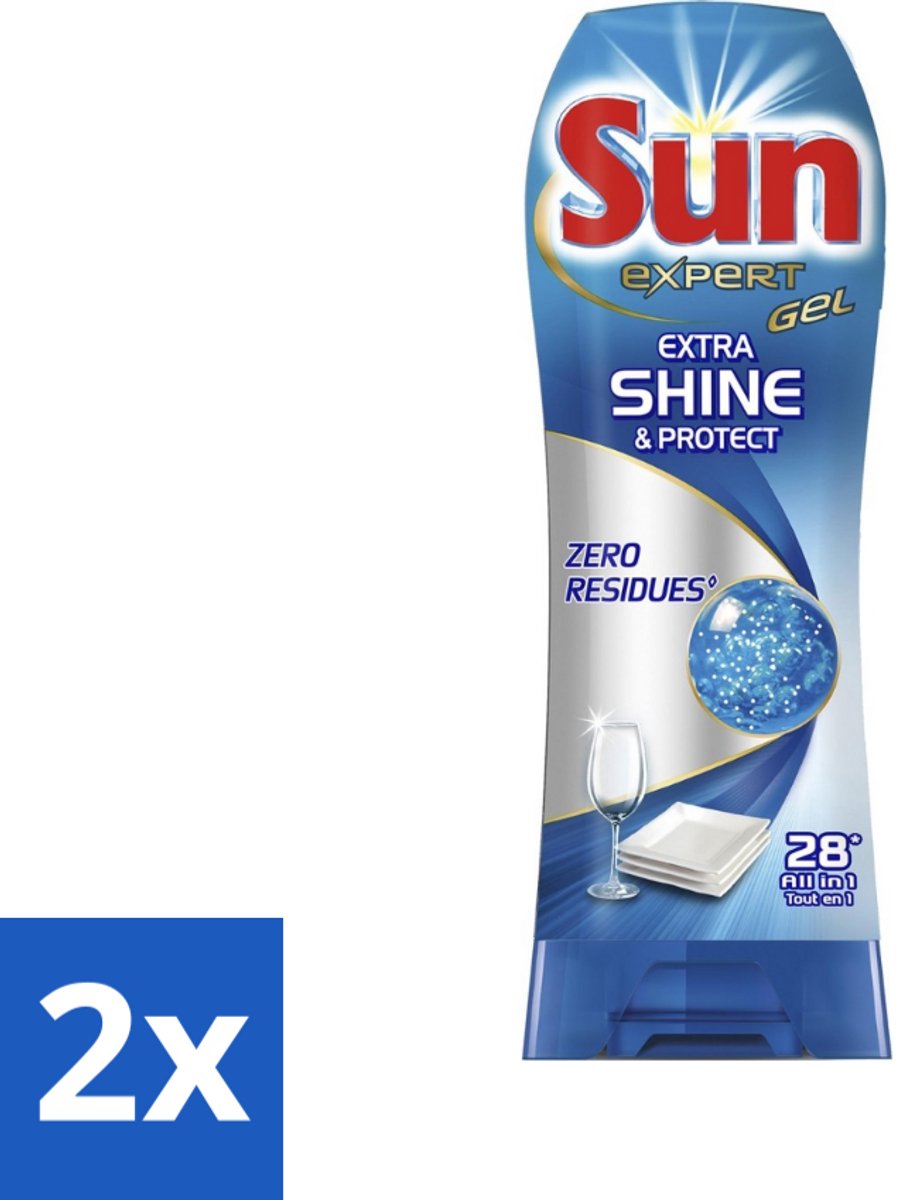 2 x Sun Expert Gel - Extra Shine & Protect - All-in-1 - Vaatwasmiddel Gel - 28 Wasbeurten - Vaatwasgel - Vaatwasser - Vaatreiniger - Glans - Bescherming