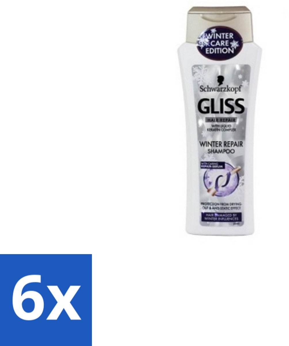 Schwarzkopf - Gliss Kur - Shampoo - Keratine - Haarherstel - 250 ml - Voordeelverpakking - 6 stuks