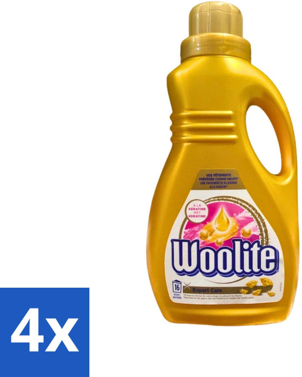 4 x Woolite Expert Care - Vloeibaar Wasmiddel - Met Keratine - Delicate Was - 16 Wasbeurten - 1L - Wasmiddel Voor Delicate Kleding - Vloeibaar Wasmiddel - Wasmiddel Met Keratine - Wasmiddel Voor Wol - Wasmiddel Voor Zijde