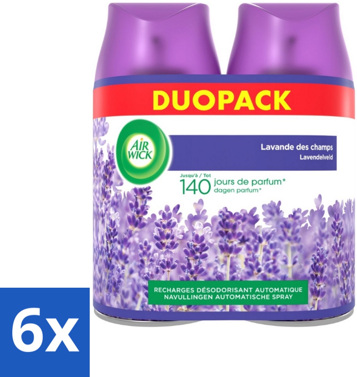 6 x Air Wick Freshmatic - Luchtverfrisser Navulling - Pure Fresh Lavendel - Bundel - 2x250ml - Luchtverfrisser - Lavendelgeur - Air Wick Freshmatic - Geurverspreider - Geurnavulling