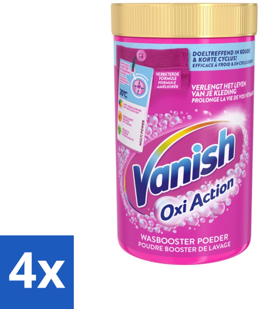4 x Vanish Oxi Action - Vlekkenverwijderaar - Wasbooster - Gekleurde Was - 1.5 Kg - Vlekkenverwijderaar - Wasbooster - Gekleurde Was - Wasmiddel - Vlekken Verwijderen