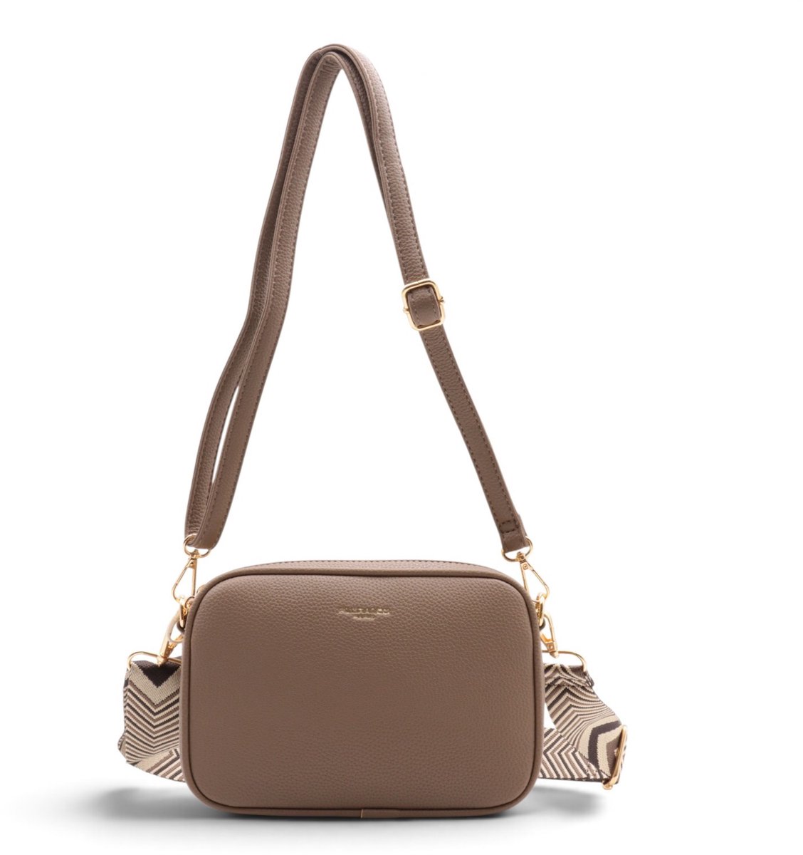 Flora&Co - Paris - Crossbody handtas - 2 vakken met rits - instelbare riem - taupe - lange riem 130cm
