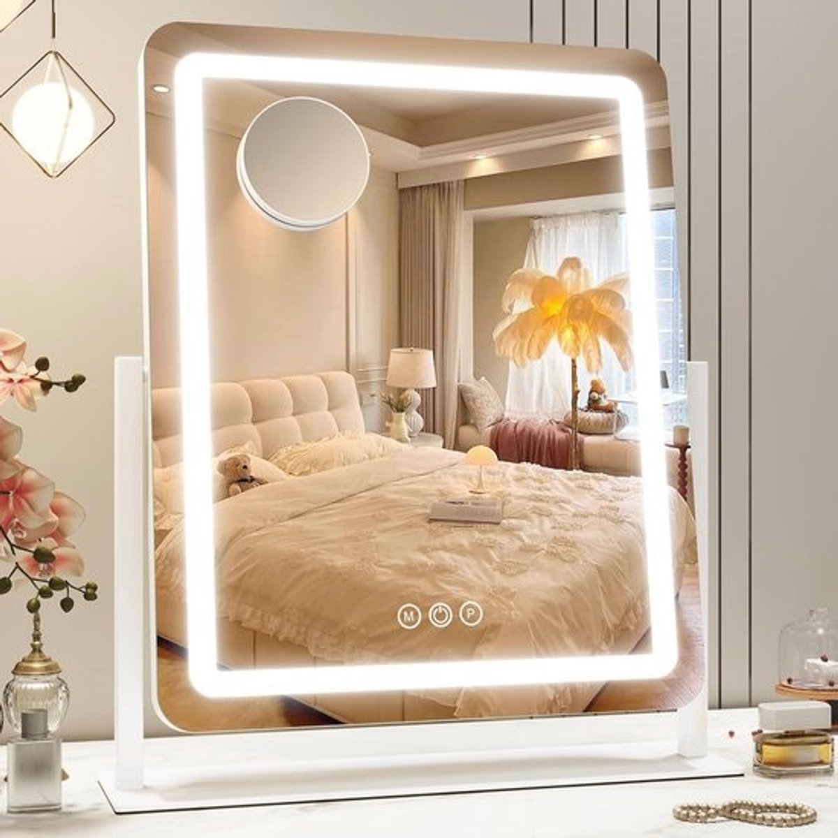Grote Verlichte Make-upspiegel met Dimbare LED Verlichting en Smart Touch