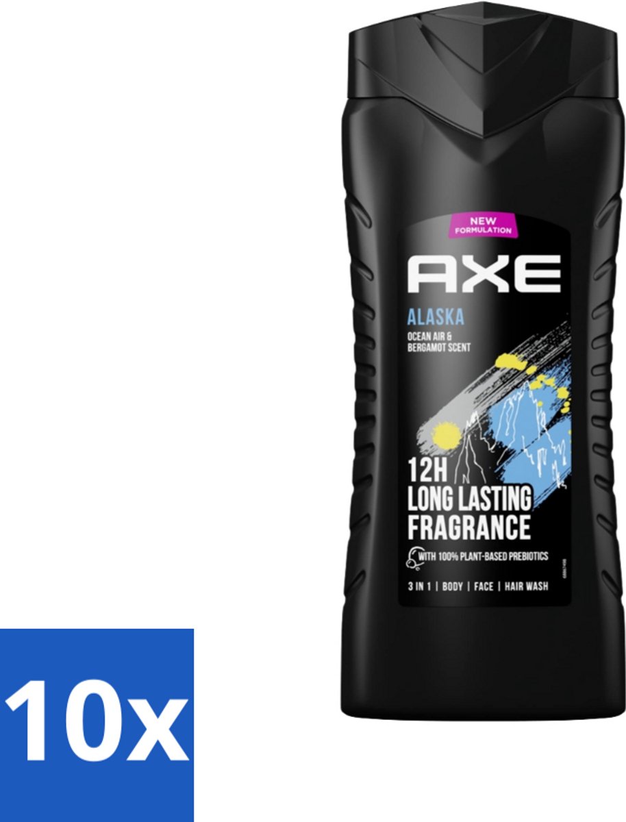 Axe XL - 3-in-1 Douchegel - Alaska - Ocean Air & Bergamot - 12hrs Long Lasting Scent - 400 ml - Bulkverpakking - 10 stuks