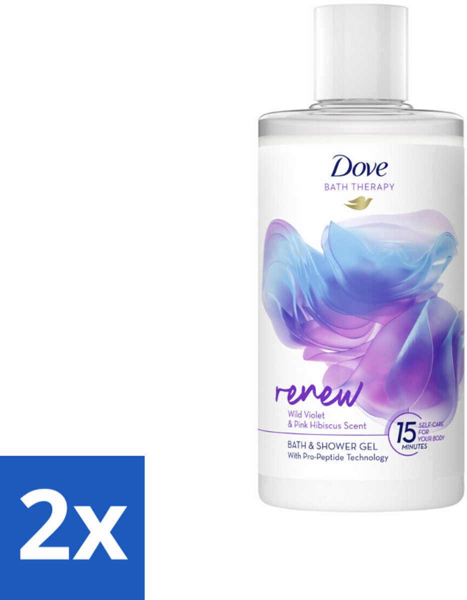 2 x Dove Bath Therapy Renew Badschuim & Douchgel 400 ml - Badschuim - Badproducten - Dove - Huidverzorging - Hydraterend
