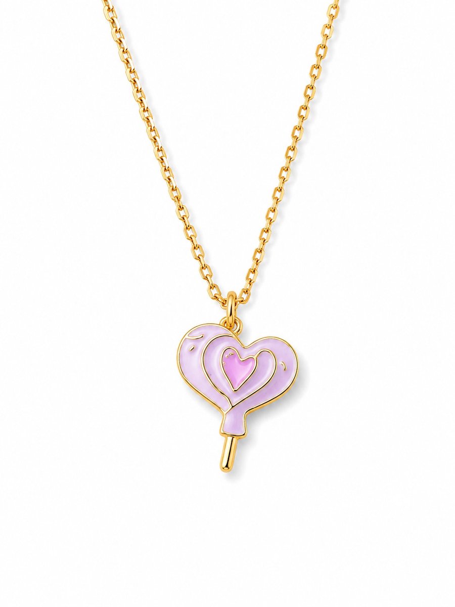 Ketting Hartje Meisje Goudkleurig- Ketting Hartje Roze- Ketting met Hart- Ketting Lolly Lollie- Roze Hartje- Meisjesketting met Hartje- LiLaLove- Kind- Cadeau Meisje