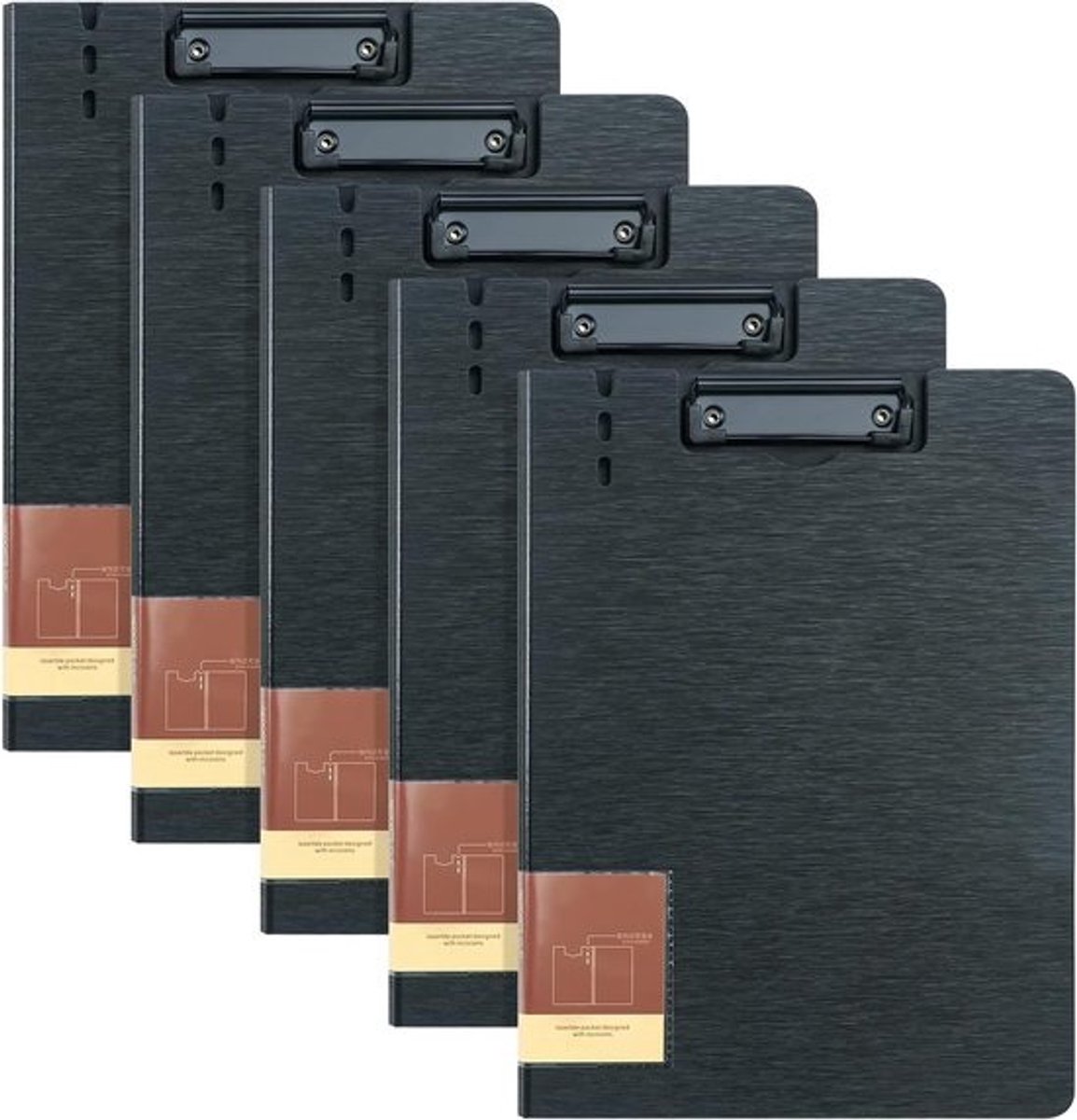 Klembord A4 - 5 stuks - zwart - laag profiel clip