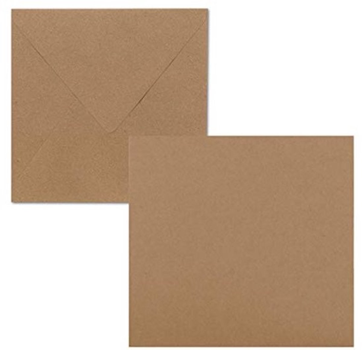 Vierkante kaarten met enveloppen, 15x15 cm - 25 stuks, zandbruin