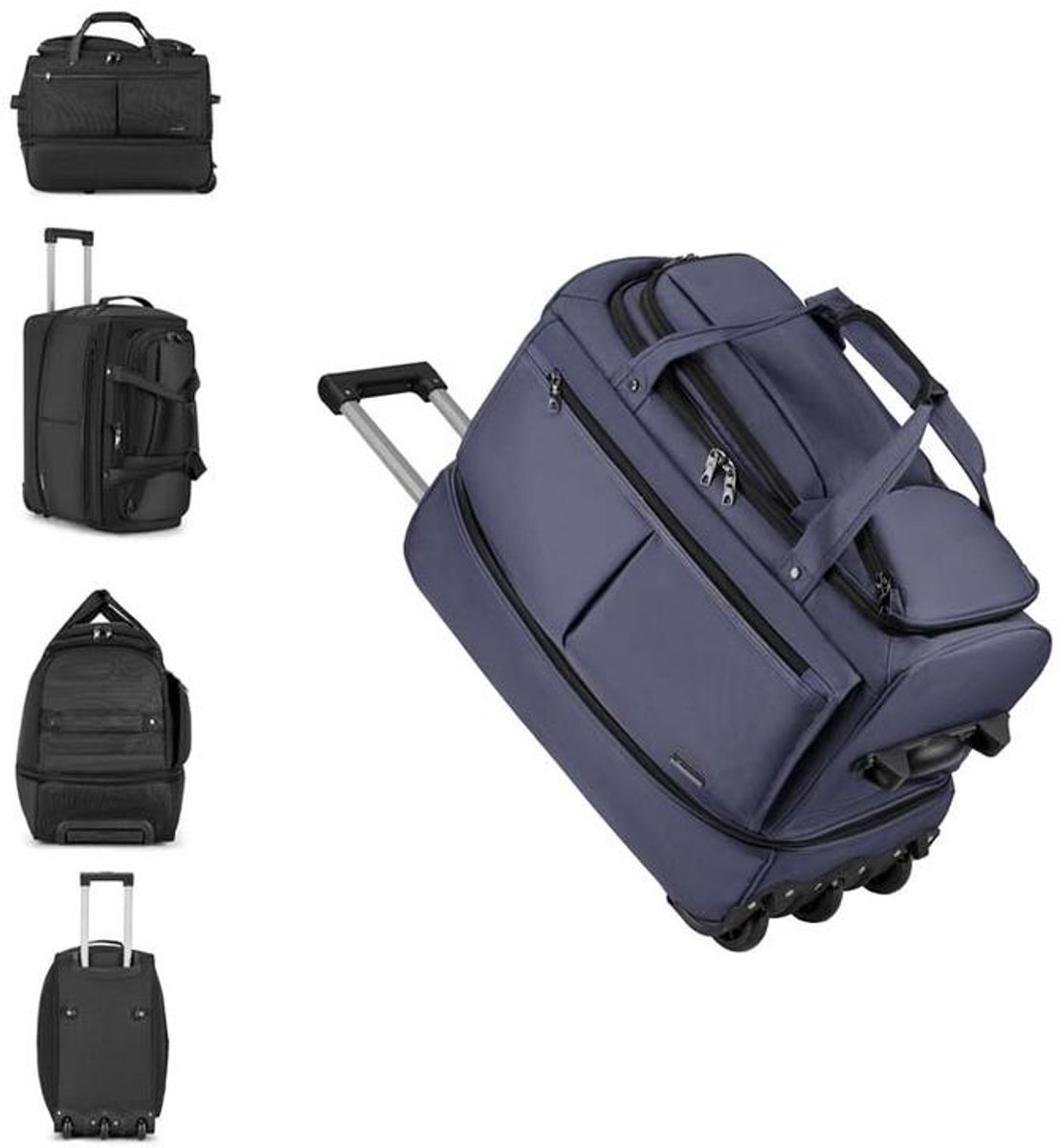 KZQ Uitbreidbare Rolkoffer - Zakelijke Tas - Bagage - Met Wielen - Opvouwbaar - Geschikt voor overnachtingen en weekendtrips - 50 cm - Apart schoenenvak