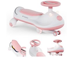 Glijauto voor kinderen - Rijdend speelgoed - Actief spel - Muziek en LED-wielen - 68 cm lengte - Roze