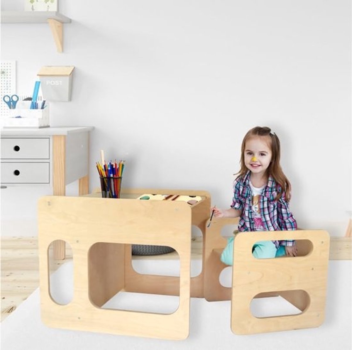 Ruimtebesparende Montessori-tafel en stoel voor kinderen - Educatieve spelletjes en creatieve activiteiten