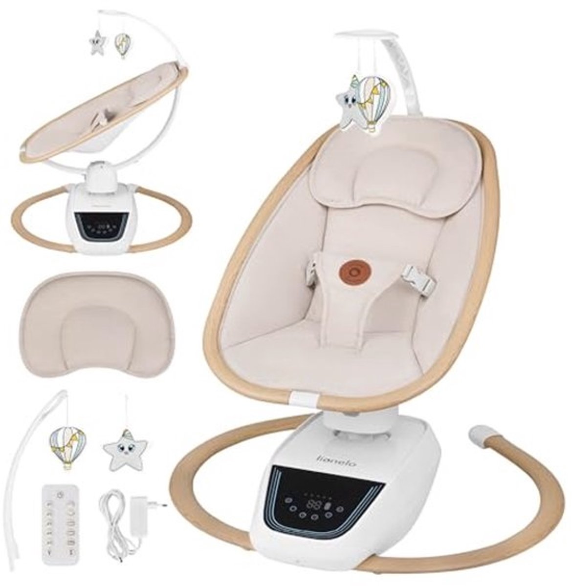 Elektrische Babywipstoel tot 9 kg - Natuurlijk Schommelen met Afstandsbediening - Ergonomische Draaibare Zitting - 4 Snelheden en 13 Melodieën