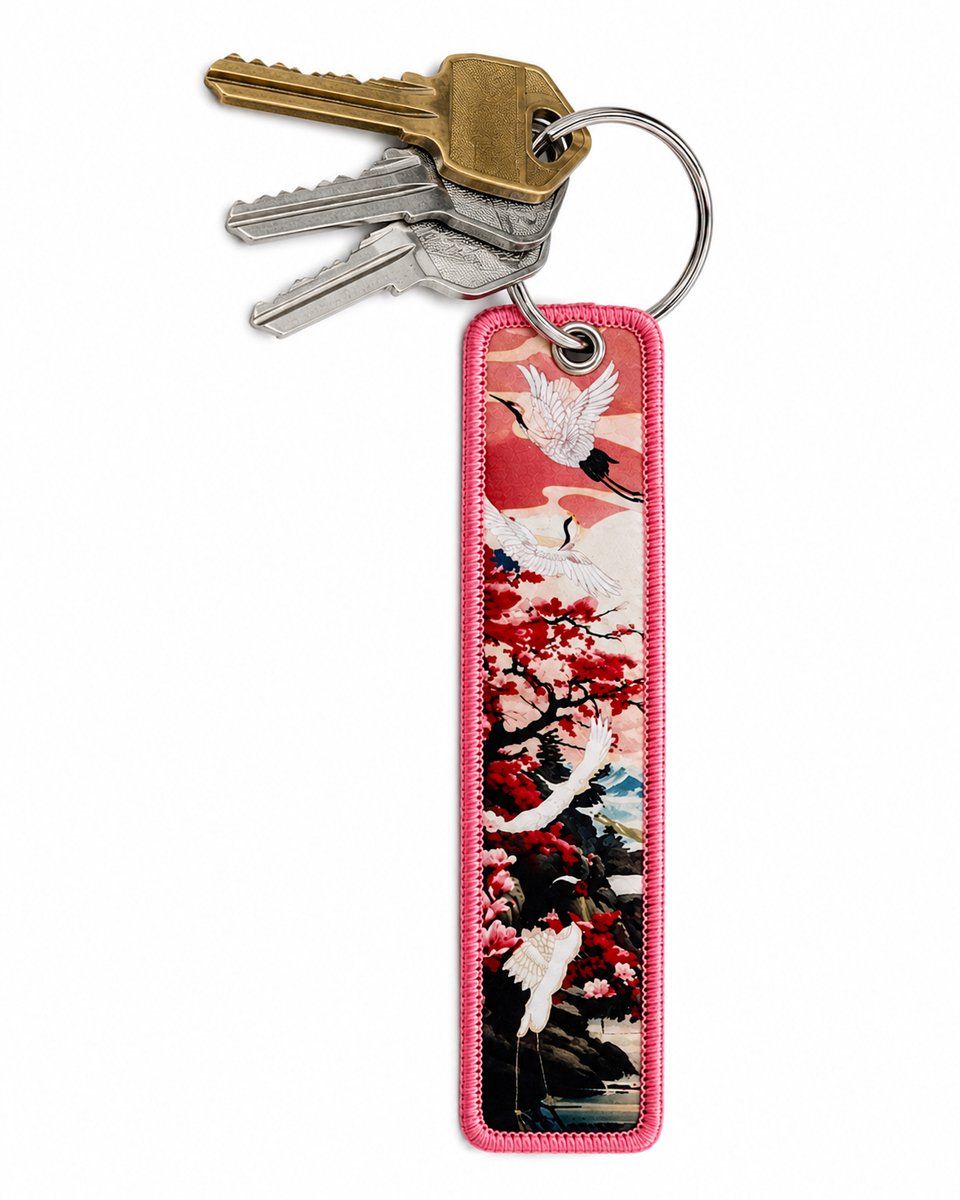 Sleutelhanger - geluksbrenger - Japan - Kraanvogel roze - 1 stuks