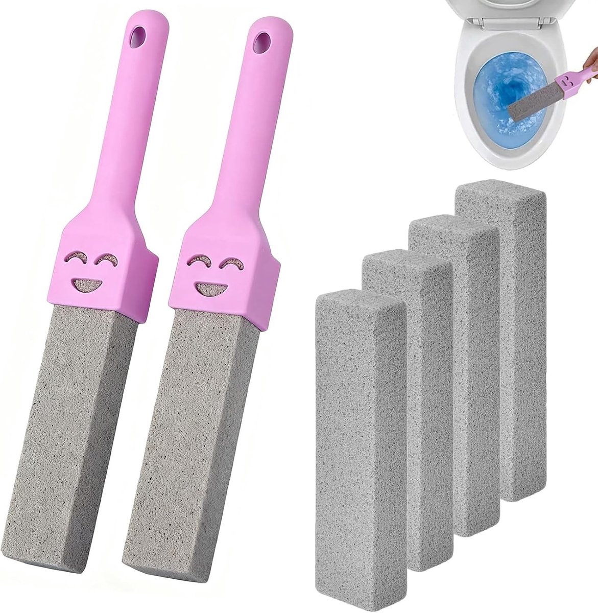 Set van 6 Pumice Stones voor Toiletreiniging - Effectieve Urine Steen Verwijderaar voor Toilet, Badkuip en Wastafel met 2 Handvatten