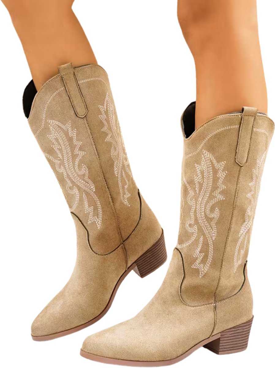 Currero Dames Cowboy Laarzen Hoge Hak Enkellaarzen Kniehoge Western Boots Chelsea 40 Sepia