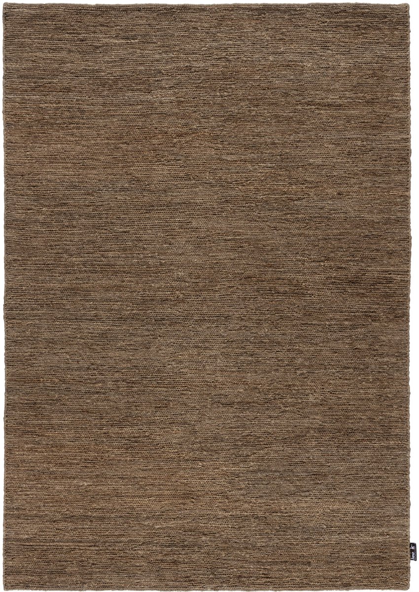 Lino Terra Brown Hennep Vloerkleed 250x350cm – Vlak Geweven Tapijt – 100% Hennep – 3,5 kg/m² - Natuurlijk tapijt voor woonkamer, slaapkamer, eetkamer – Laagpolig