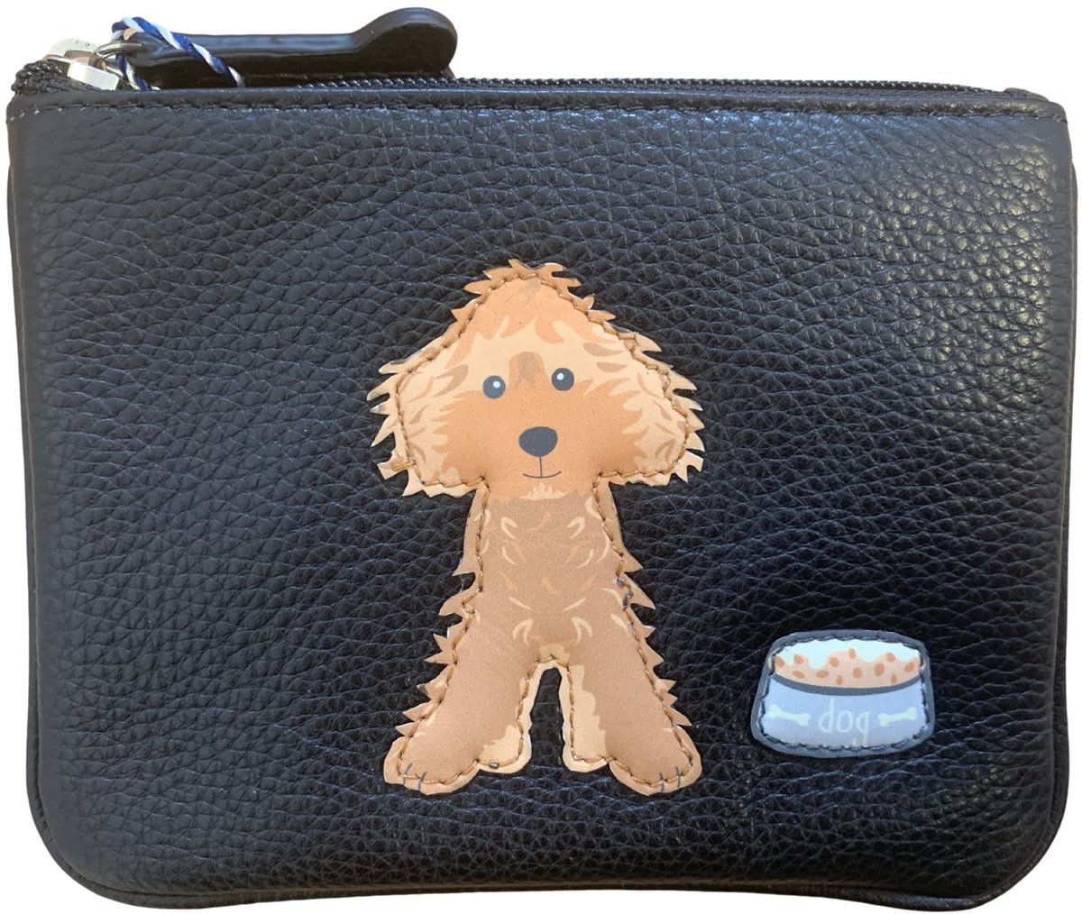 Cockapoo Dog RFID zacht lederen portemonnee voor munten en kaarten van Mala, Zwart, S, Modern design - ShopVlot