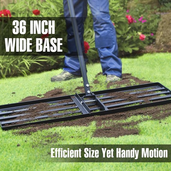 Lange Handgreep Tuin Rake voor het Egaliseren van Grond, 91 cm Tuin Gereedschap voor Efficiënte Bodemverdeling en Grondbewerking — afbeelding 2