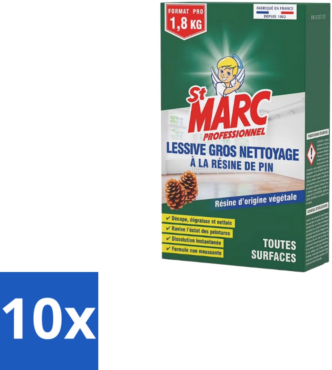 St. Marc – Multireiniger Poeder – Professioneel Dennenhars – 1 kg - Bulkverpakking - 10 stuks