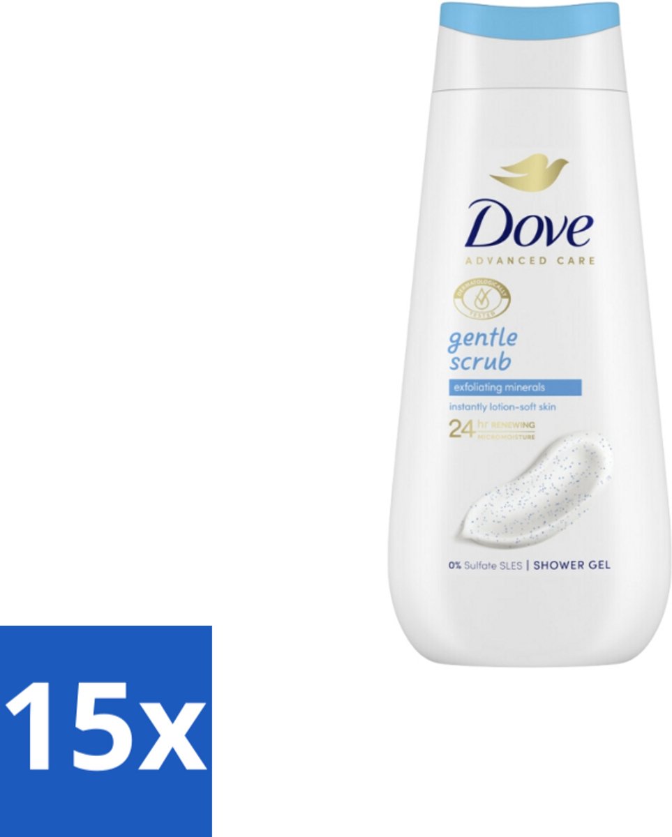 Dove – Douchegel – Advanced Care Gentle Scrub – 225 ml - Bulkverpakking - 15 stuks
