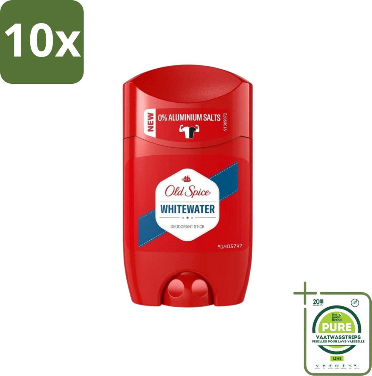 10 x Old Spice – Deodorantstick – Whitewater – 50 ml - Grootverpakking - Deodorantstift - Frisheid - Geur - Geurtjesbestendig - Langdurige Bescherming