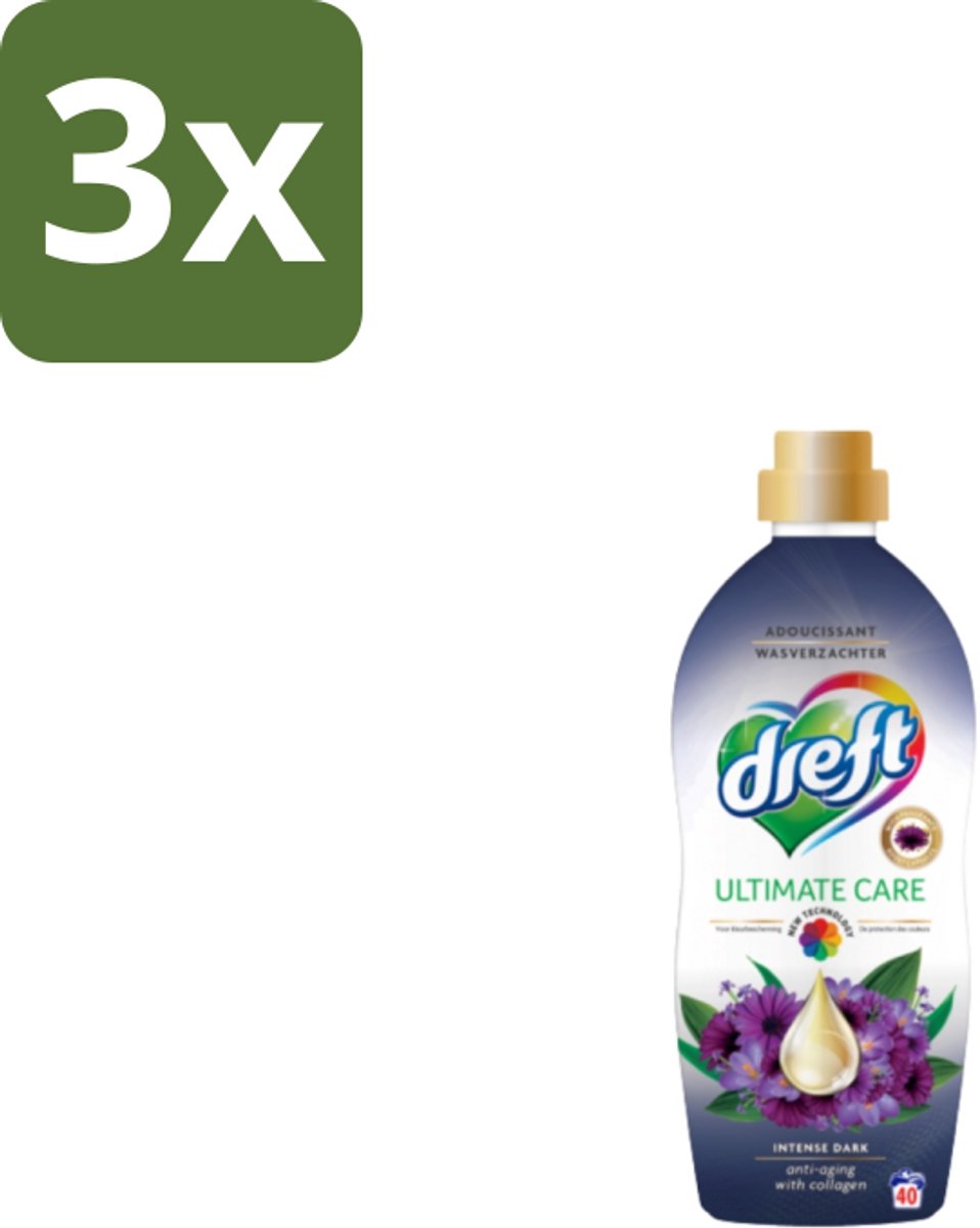Dreft – Wasverzachter – Ultimate Care Intense Dark – 40 Wasbeurten - Bulkverpakking - 3 stuks