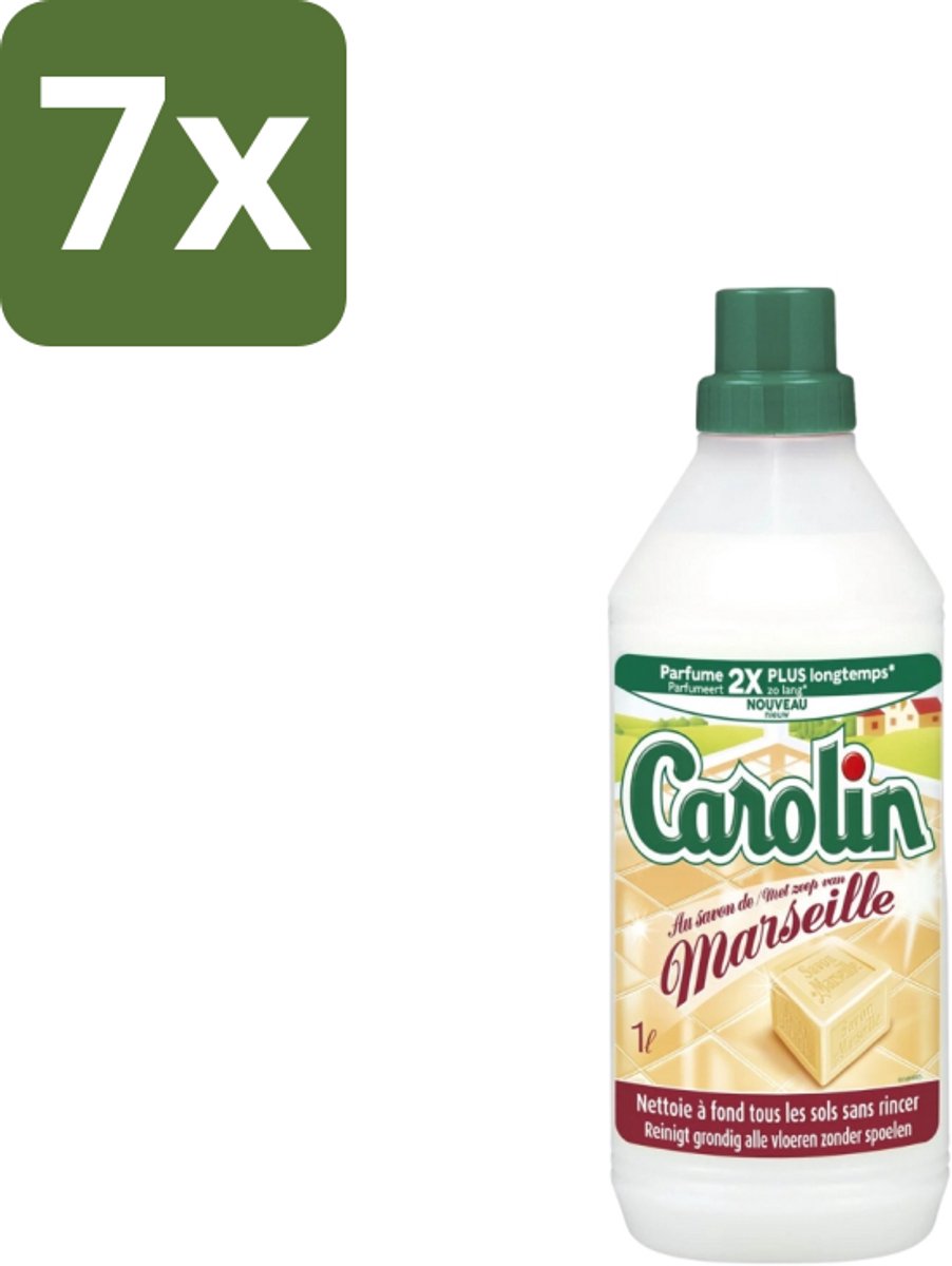 7 x Carolin – Vloerreiniger – Marseillezeep – 1000 ml - Vloerreiniger - Marseillezeep - Schoonmaak - Vloer Reinigen - Natuurlijke Geur