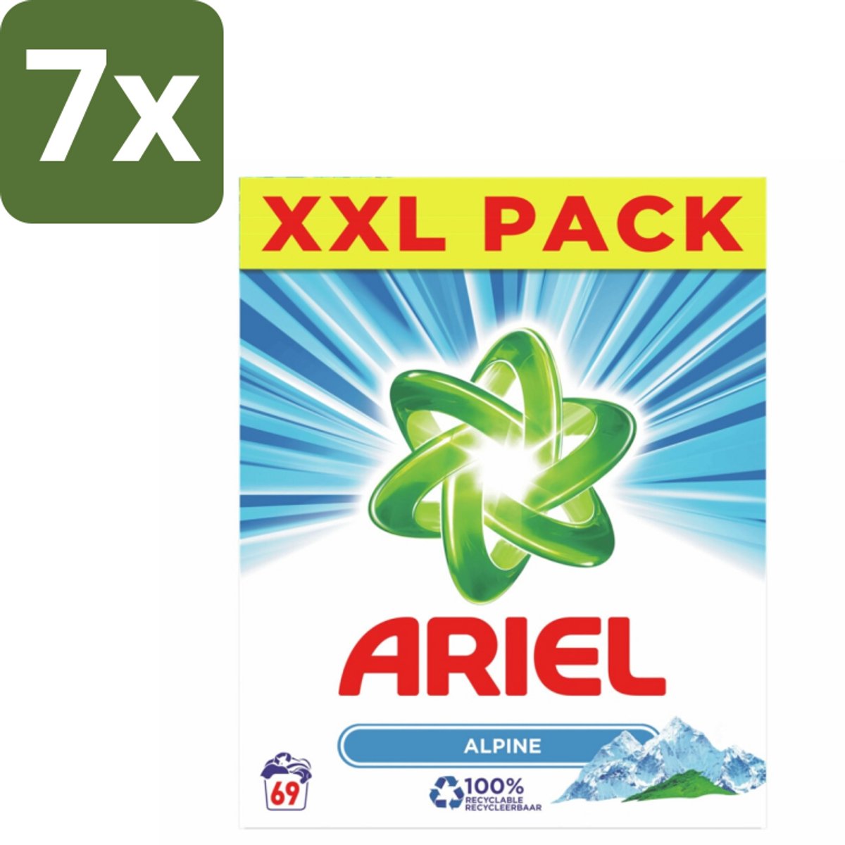 7 x Ariel – Waspoeder – Alpine – 4,485 kg – 50 wasbeurten - Waspoeder - Vlekverwijdering - Kleurbehoud - Frisse Geur - Wasbeurten