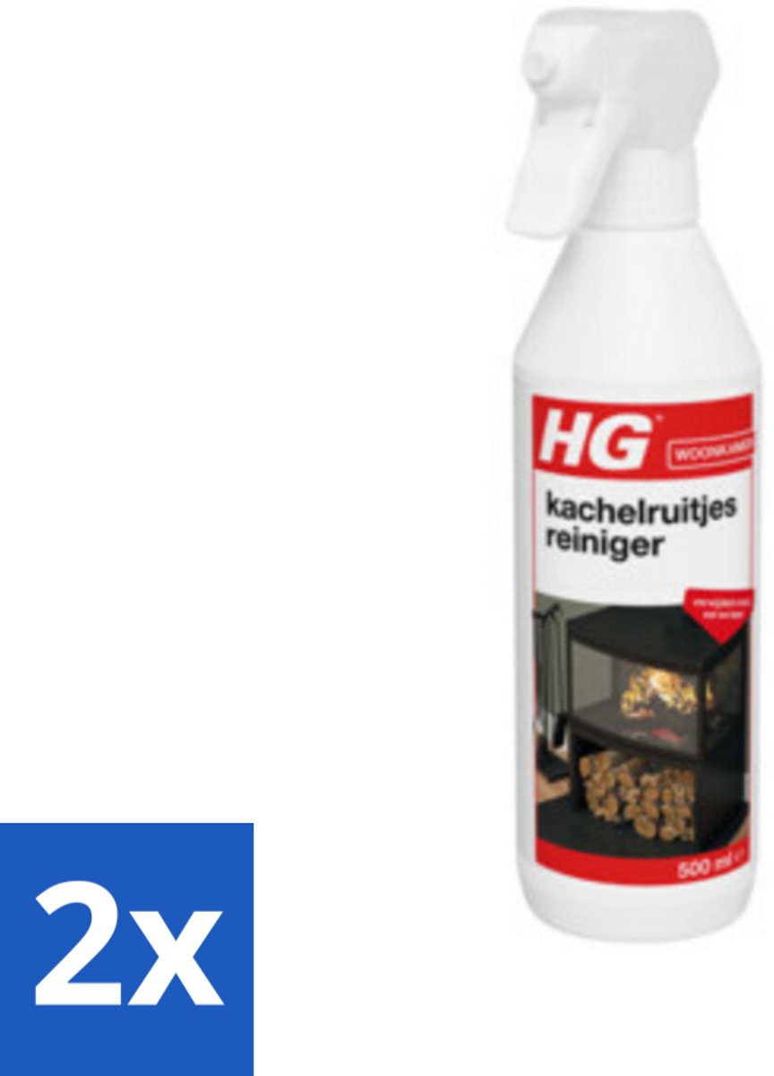 2 x HG Kachelruitjes Reiniger 500 ml - Kachelruitjes Reiniger - Roet Verwijderen - Haard Reiniging - Vuil Verwijderen - Kachel Schoonmaken