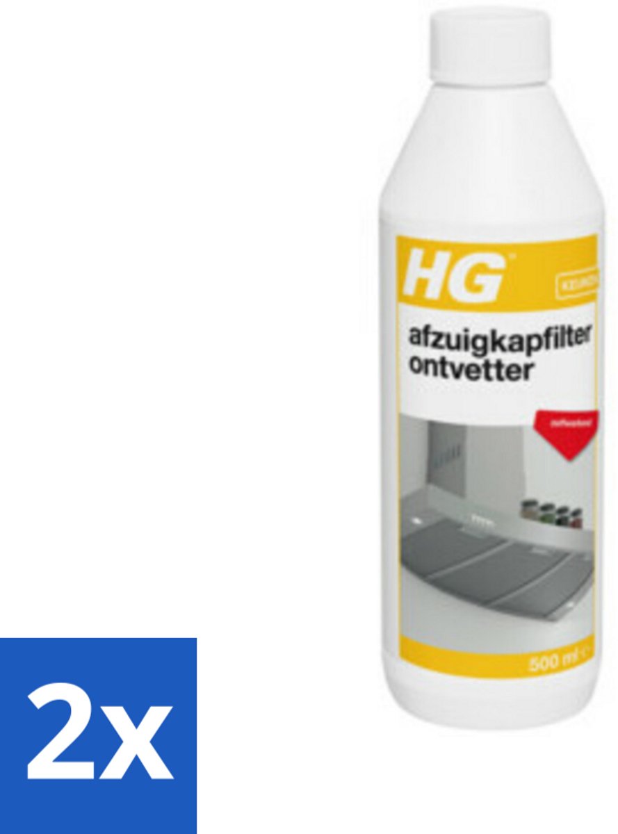2 x HG Afzuigkapfilter Ontvetter 500 ml - Afzuigkapfilter Reiniger - Ontvetter Afzuigkap - Keukenreiniger - Vetverwijderaar - Afzuigkap Onderhoud
