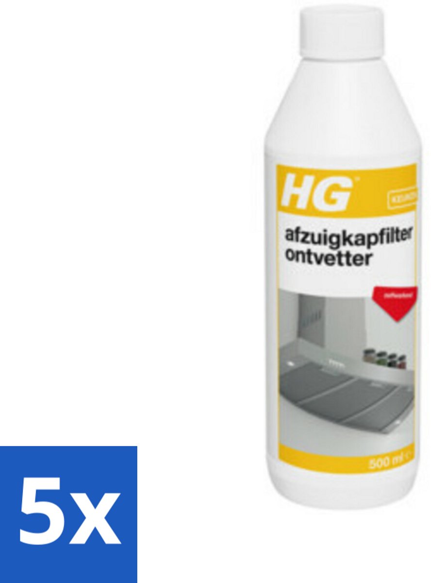 5 x HG Afzuigkapfilter Ontvetter 500 ml - Afzuigkapfilter - Ontvetter - Afzuigkap Reinigen - Vet Verwijderen - Afzuigkap Filter