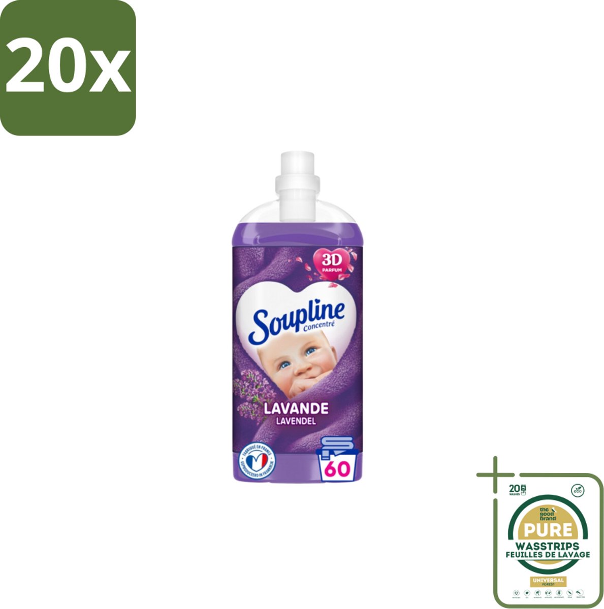 20 x Soupline – Wasverzachter – Relax Magnolia & Lavendel – 950 ml - Grootverpakking - Wasverzachter - Wasverzachter Magnolia En Lavendel - Wasverzachter Voor Kleding - Wasverzachter Voor Beddengoed - Wasverzachter Voor Handdoeken