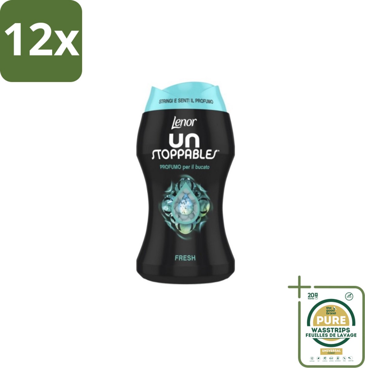 Lenor Unstoppables – Geurbooster – Fresh - 10 Wasbeurten - 140 g - Voordeelverpakking - 12 stuks - Geurparels was - Wasgeur