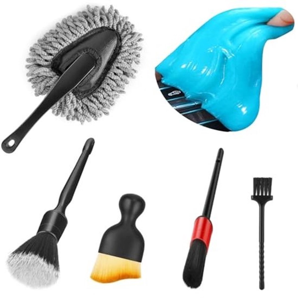 Krasbestendige Auto Interieur en Exterieur Reinigingsset - Zachte Stofdoek en Detailing Borstels voor Auto, Vrachtwagen, SUV, RV, Motorfiets