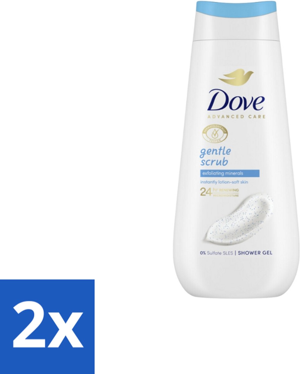 Dove – Douchegel – Advanced Care Gentle Scrub – 225 ml - Voordeelverpakking - 2 stuks