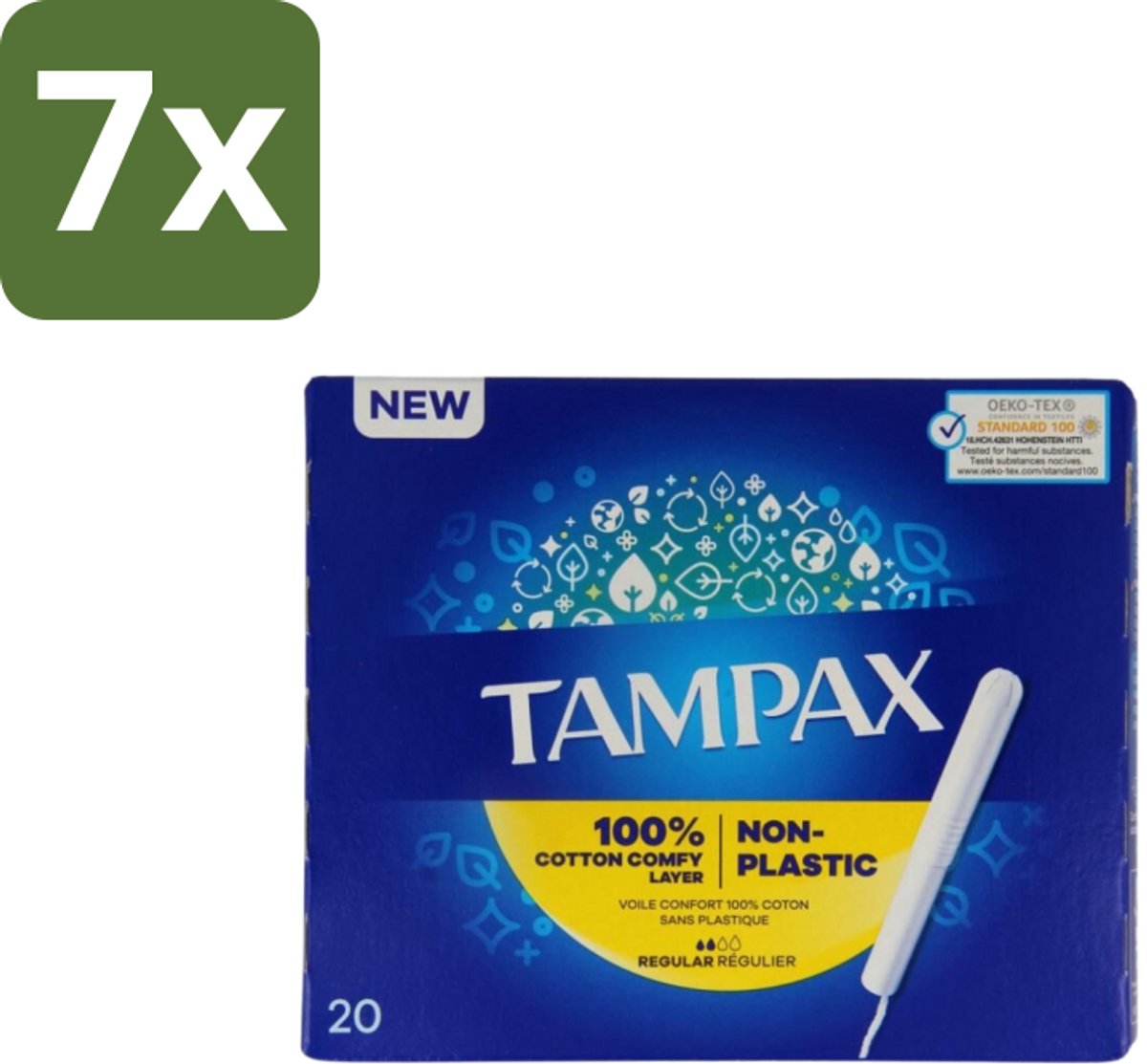 Tampax – Tampons – Regular – Kartonnen inbrenghuls - Bulkverpakking - 7 stuks