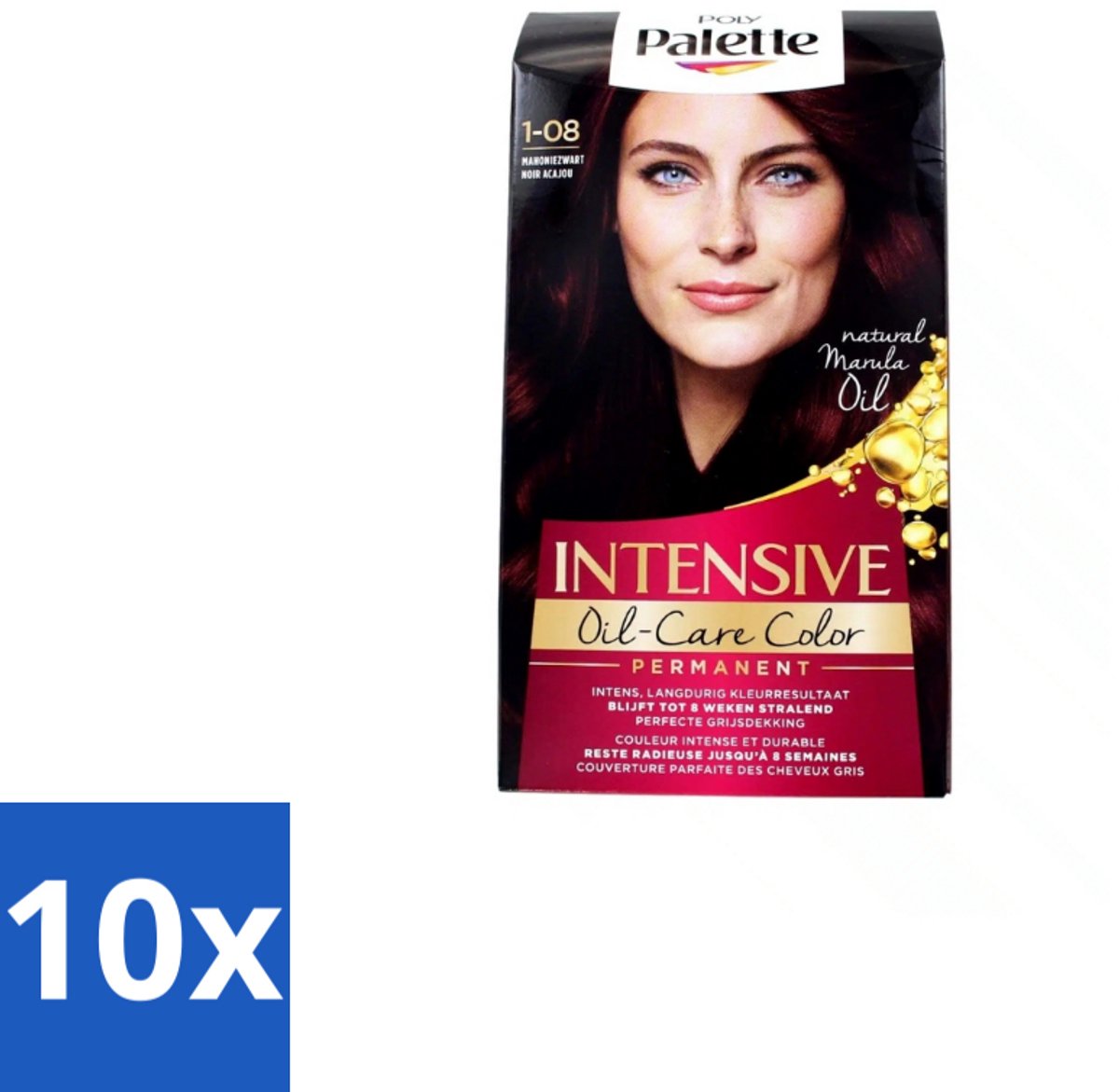 10 x Poly Palette – Haarverf – 45505 Mahoniezwart – 115 ml - Donker Haar Kleuren - Mahoniezwarte Haarkleur - Warme Mahonietonen - Diepzwarte Haarkleur - Haarverzorging