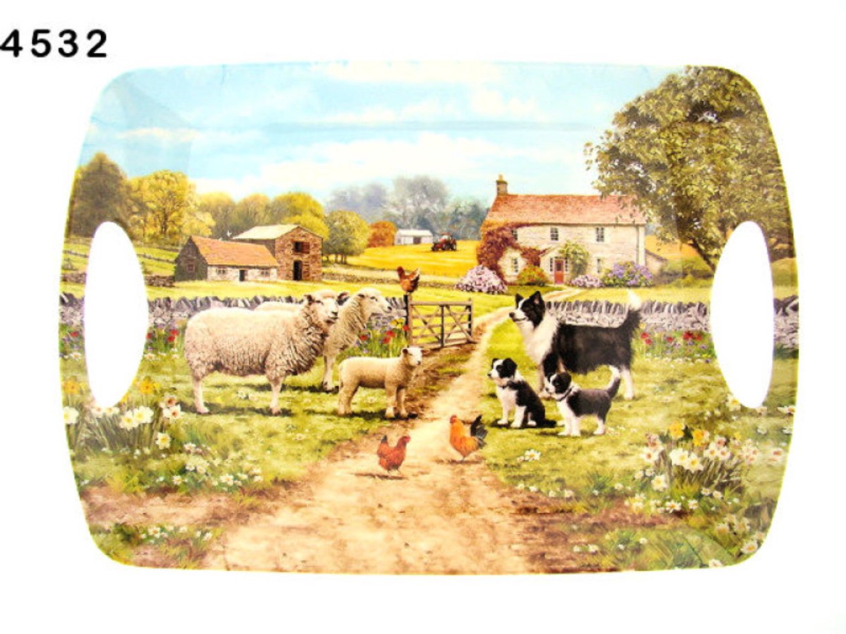 Leonardo Collection dienblad schaap en bordercollie, 47,5 × 33 × 5 cm